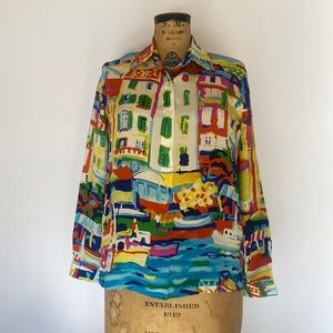 Beautiful vintage silk Michael Leu art shirt signed ‘1999